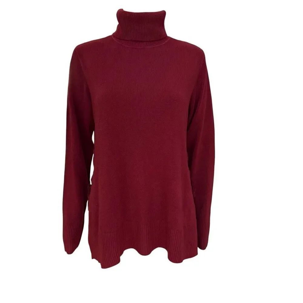 DG2 by Diane Gilman Lux Touch Turtleneck Sweater with Lace-Up Sides size M NWT